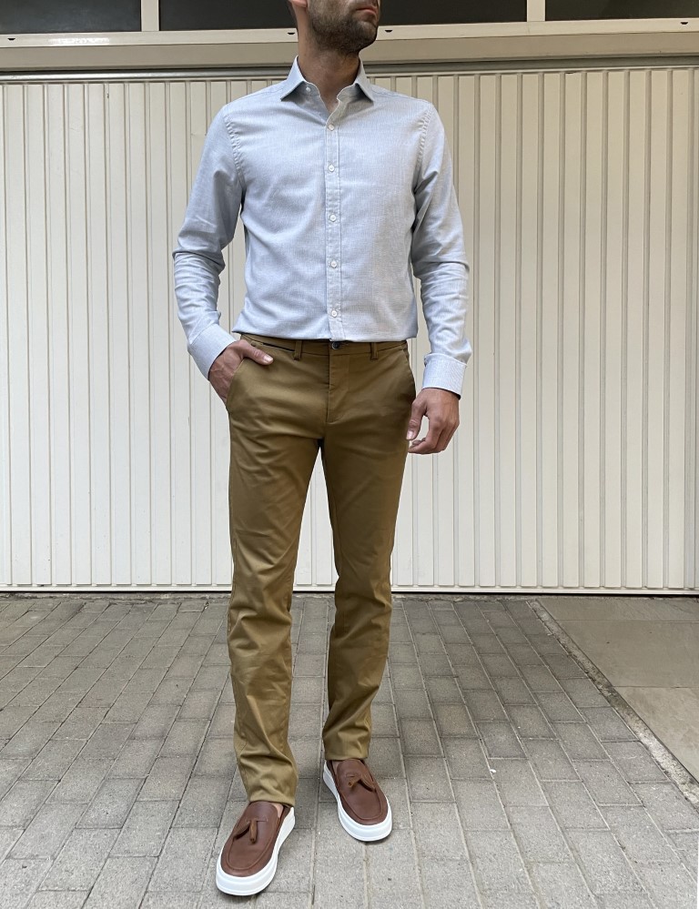 Trial ανδρικό ταμπά υφασμάτινο Chinos παντελόνι 24 LoganT φωτογραφία